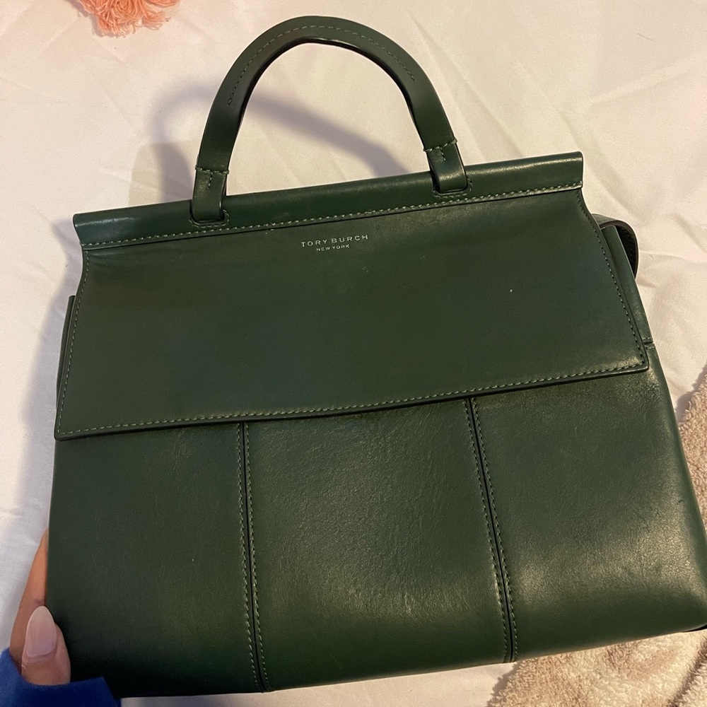 Hunter Green Leather Tory Burch Satchel